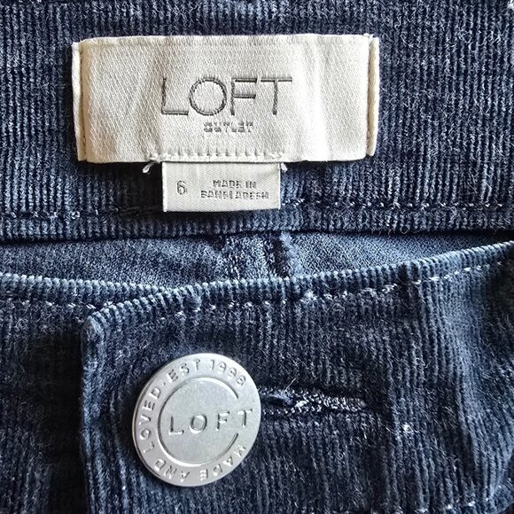 LOFT Outlet Dark Teal Corduroy Stretchy Skinny Leg Ankle Pants - Picture 3 of 4